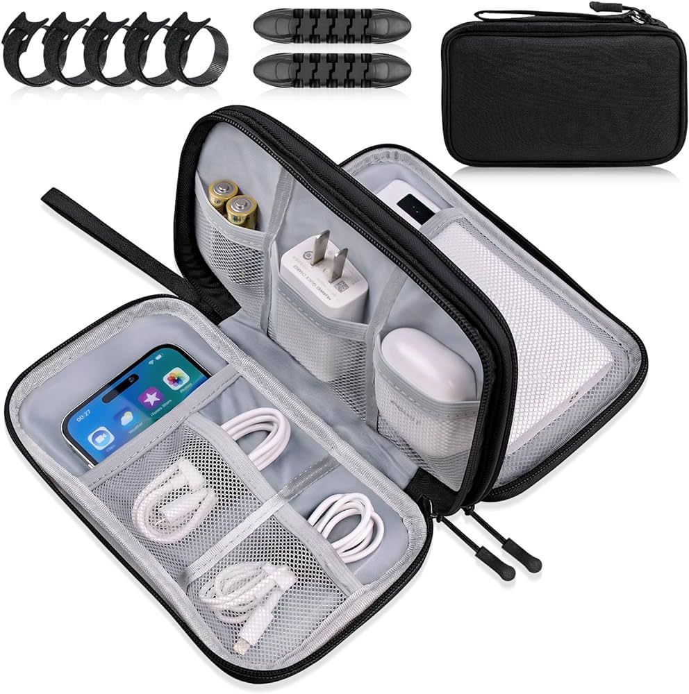 CNPOP Electronics Organizer Travel Case, Cable Tech Organizer Bag,Medium Size Water Resistant Dou... | Amazon (US)
