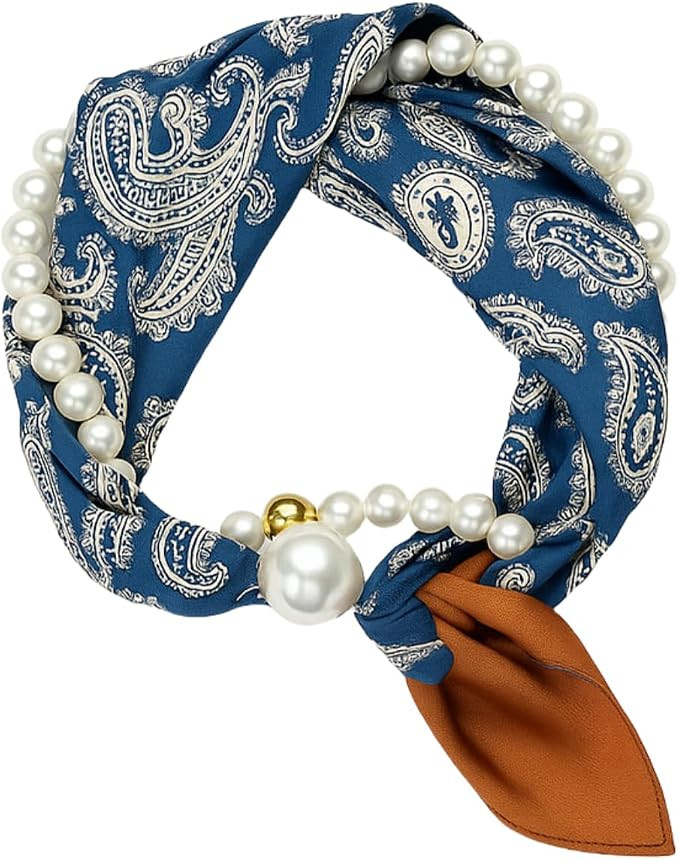 Women’s Magnetic Silk Necklace Scarf with Charm Buckle Satin Square for Neck Retro Paisley Flor... | Amazon (US)