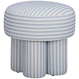 Masha Blue Striped Linen Stool | Lamps Plus