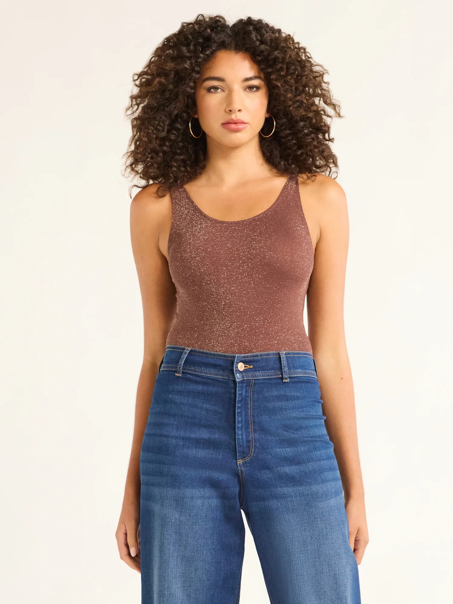 Sofia Jeans Women's Seamless Lurex Thread Scoop Neck Bodysuit, Sizes XS-XXL | Walmart (US)