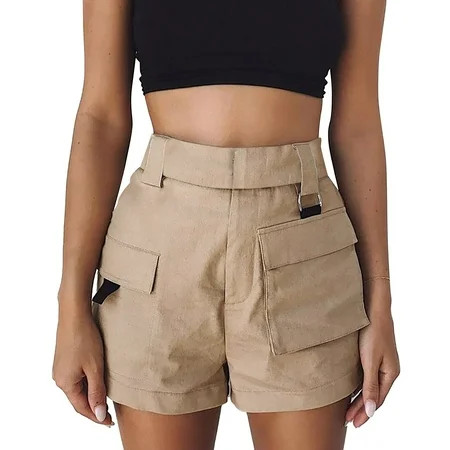 JIEYING Women Shorts High Waisted Casual Comfy Shorts With Pockets Summer Brown S | Walmart (US)