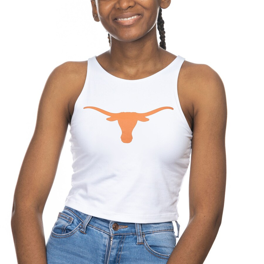 Texas Longhorns ZooZatz Women's High Neck Cropped Tank Top - White | Fanatics