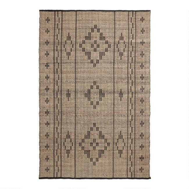 Dune Black and Natural Diamond Reversible Indoor Outdoor Rug | World Market