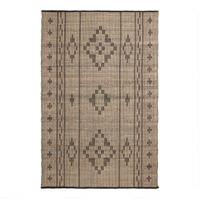 Dune Black and Natural Diamond Reversible Indoor Outdoor Rug | World Market