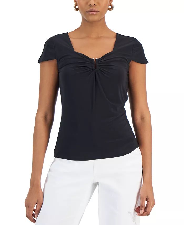 Women's Short-Sleeve Hardware Top, Created for Macy's | Macys (US)