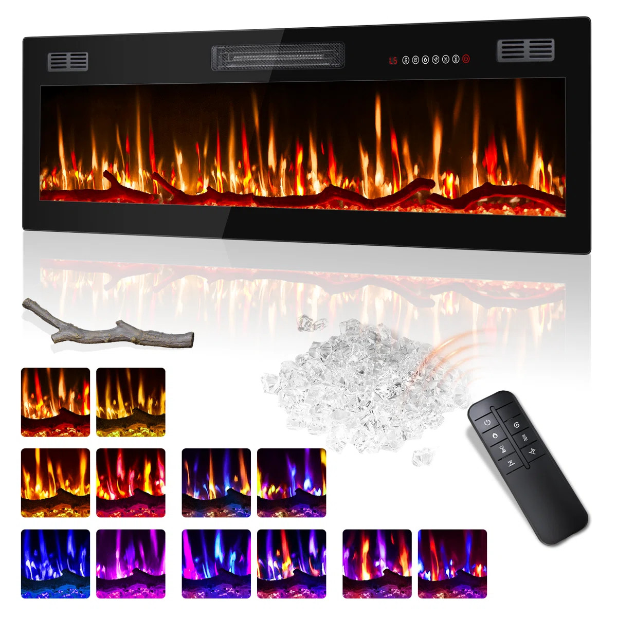 50 Inch Electric Fireplace In-wall Recessed And Wall Mounted | Wayfair North America