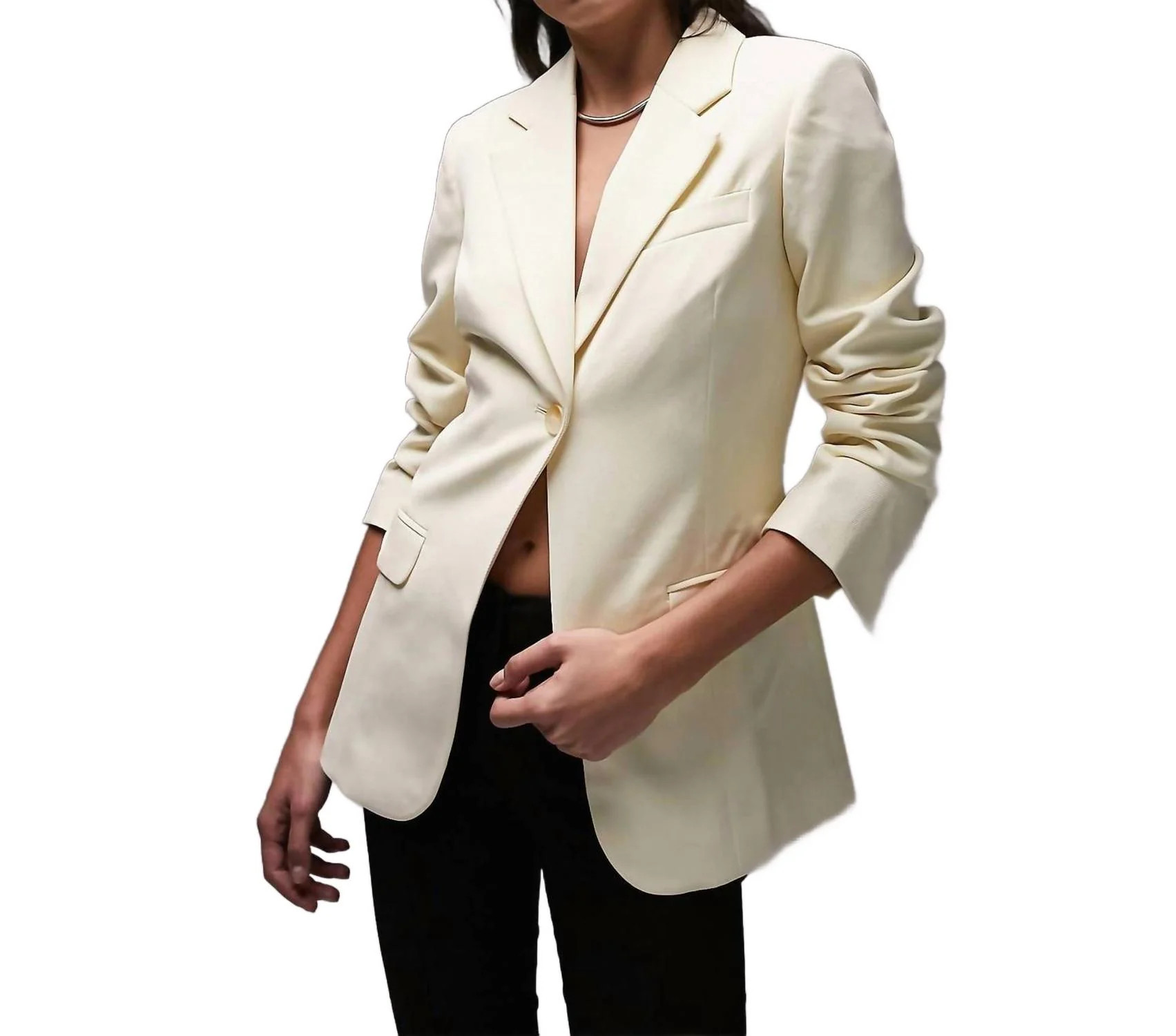 Fitted Single Breasted Blazer In Buttermilk | Shop Simon