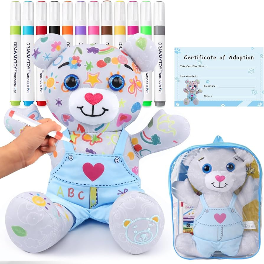 Coloring Plush Toy with 12 Washable Markers for Little Girls Doodle Dolls for Kids Ages 4-6 Birth... | Amazon (US)