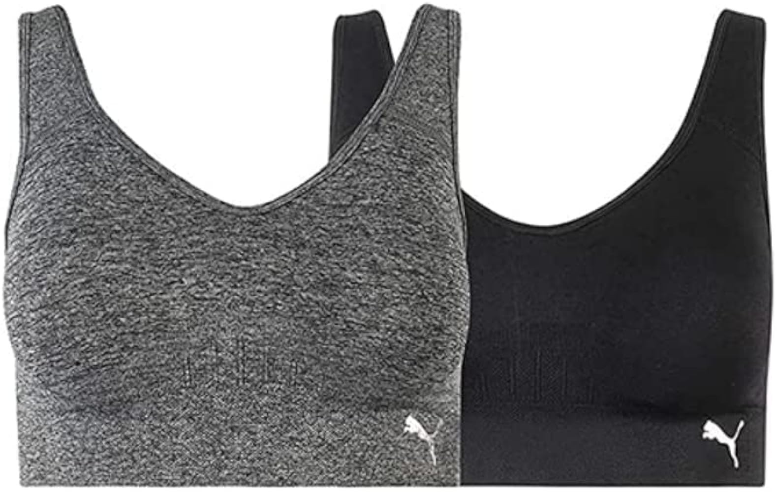 PUMA Womens Removable Cups Racerback Sports Bra 2 Pack Black/Grey | Amazon (US)