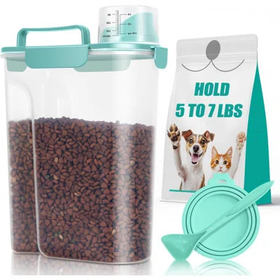 Pet Dog Cat Food Storage Container With Can Cover And Mixing Spoon, Airtight Travel Pet Food Storage Dispenser With Easy-Pouring Spout & Cup, Kibble D | Wayfair North America