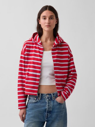 Towel Terry Oversized Stripe Zip Hoodie | Gap (US)