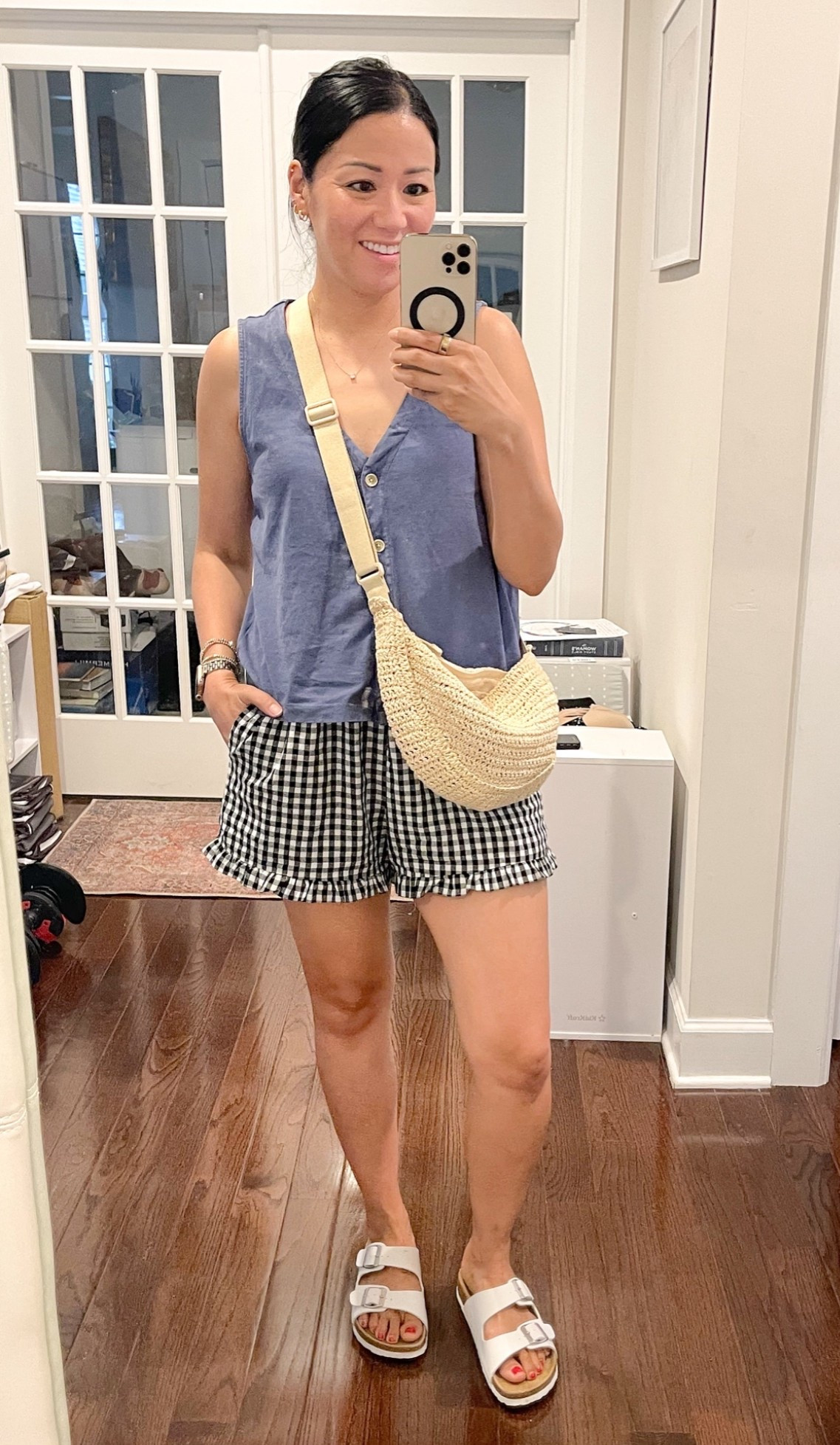 Size small tank but could’ve done XS
Size small shorts 
Size up 1/2 in sandals

#LTKootd #LTKOver40 #LTKSeasonal