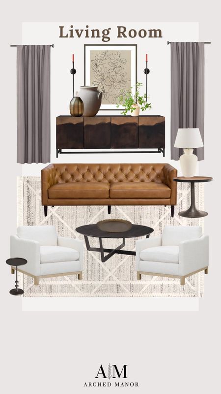 Living room design full of beautiful home decor and furniture! Love that tufted leather sofa! 😍

#LTKhome #LTKstyletip #LTKsalealert