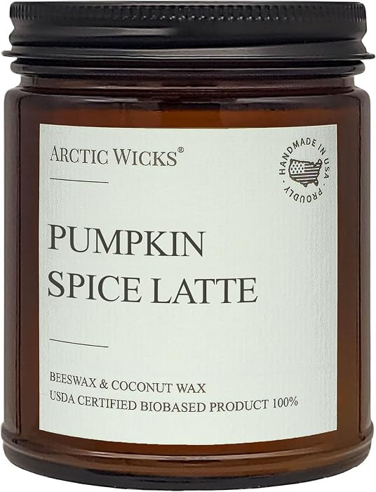 Pumpkin Spice Latte Candles | Arctic Wicks Scented Candles Coconut & Beeswax Candles | 9oz Amber Non-Toxic Candle Fall Decor Candles Gifts Pumpkin Spice Candles for Autumn | USDA Certified Biobased | Amazon (US)