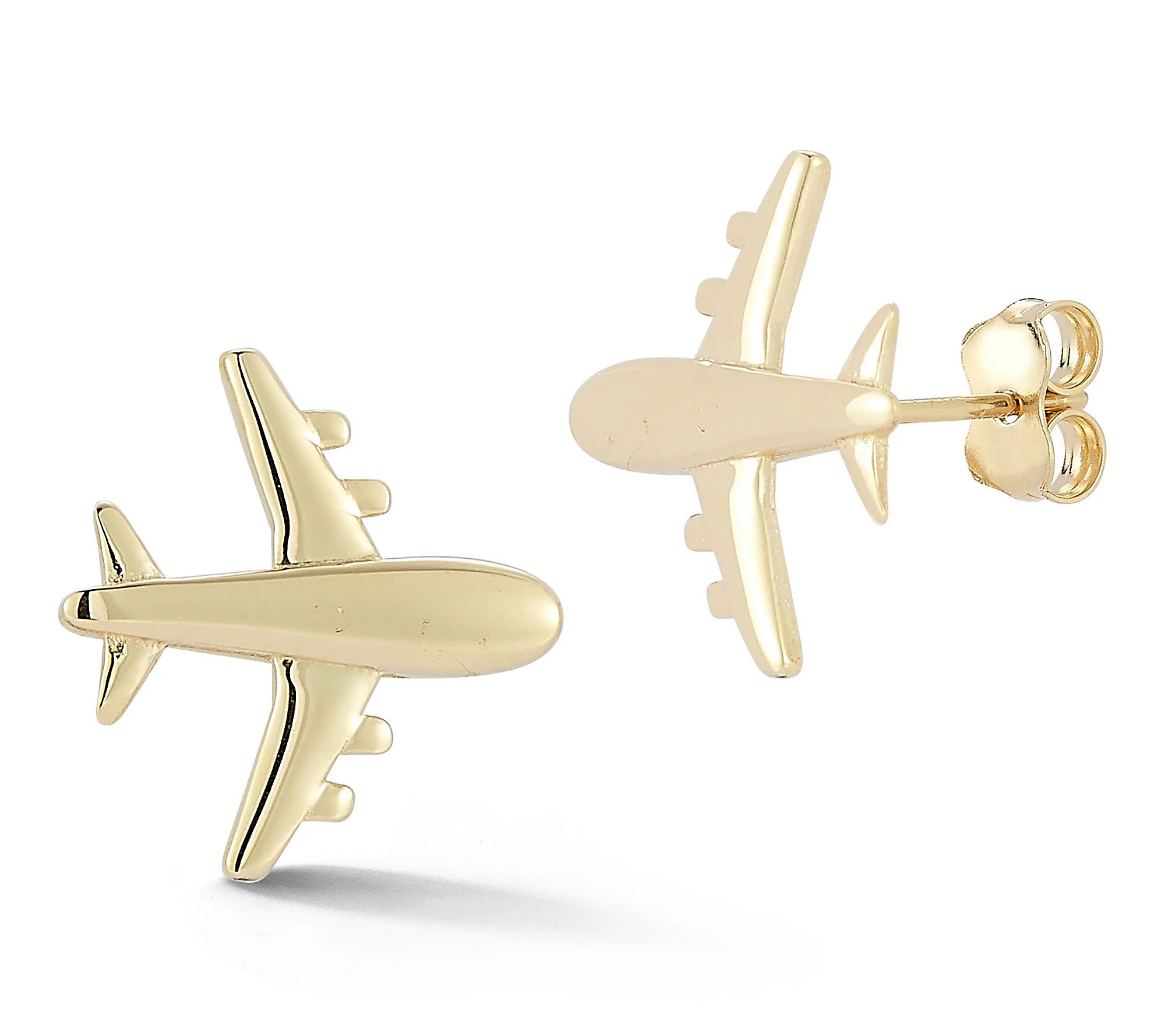 Luminosa Gold Airplane Stud Earrings, 14K | QVC