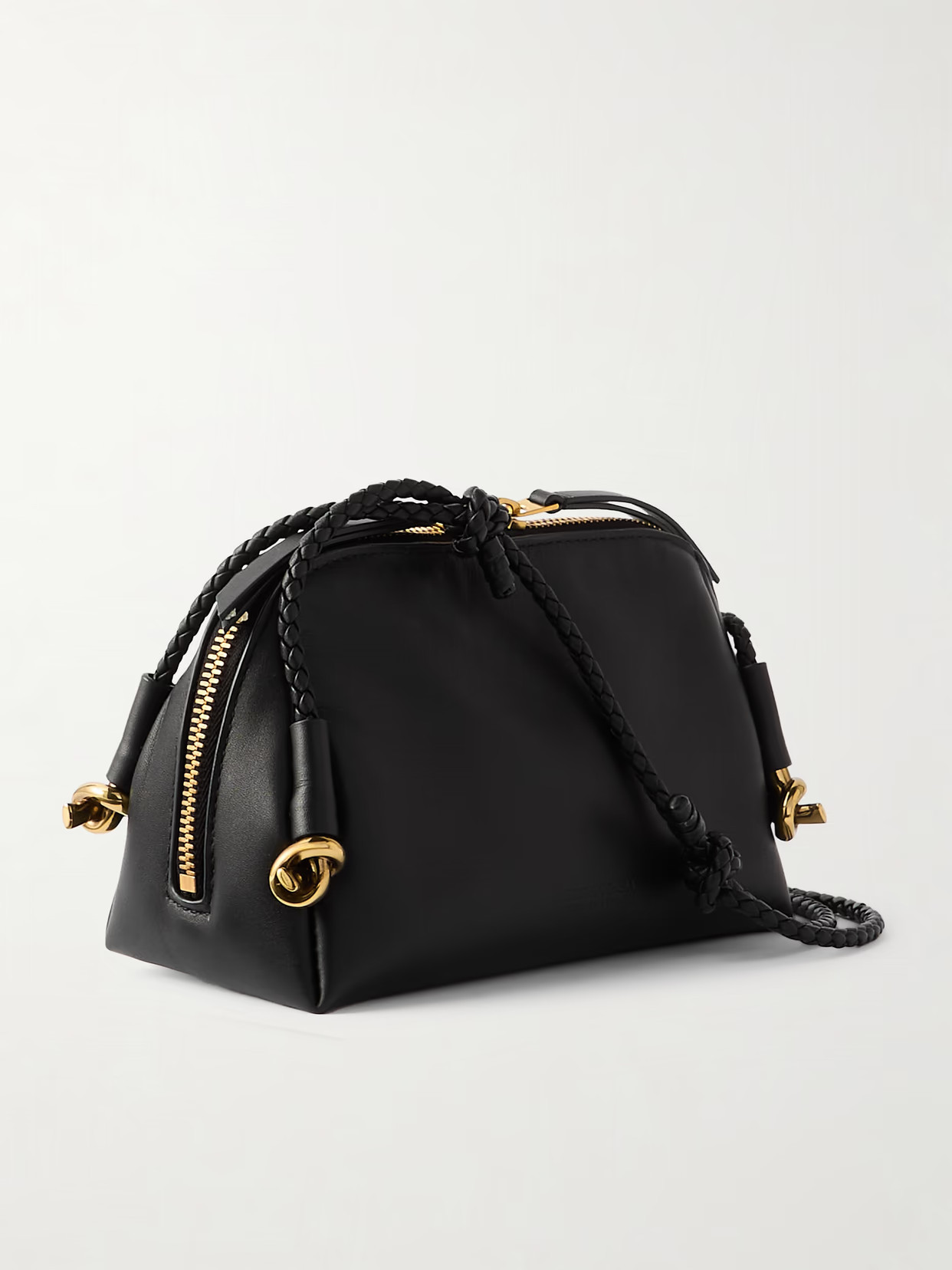 Bottega Veneta - Borsa Concert Embellished Intrecciato-trimmed Leather Pouch - Black | NET-A-PORTER (US)