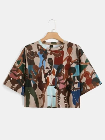 SHEIN X Sierra Siler Plus Figure Graphic Crop Tee | SHEIN