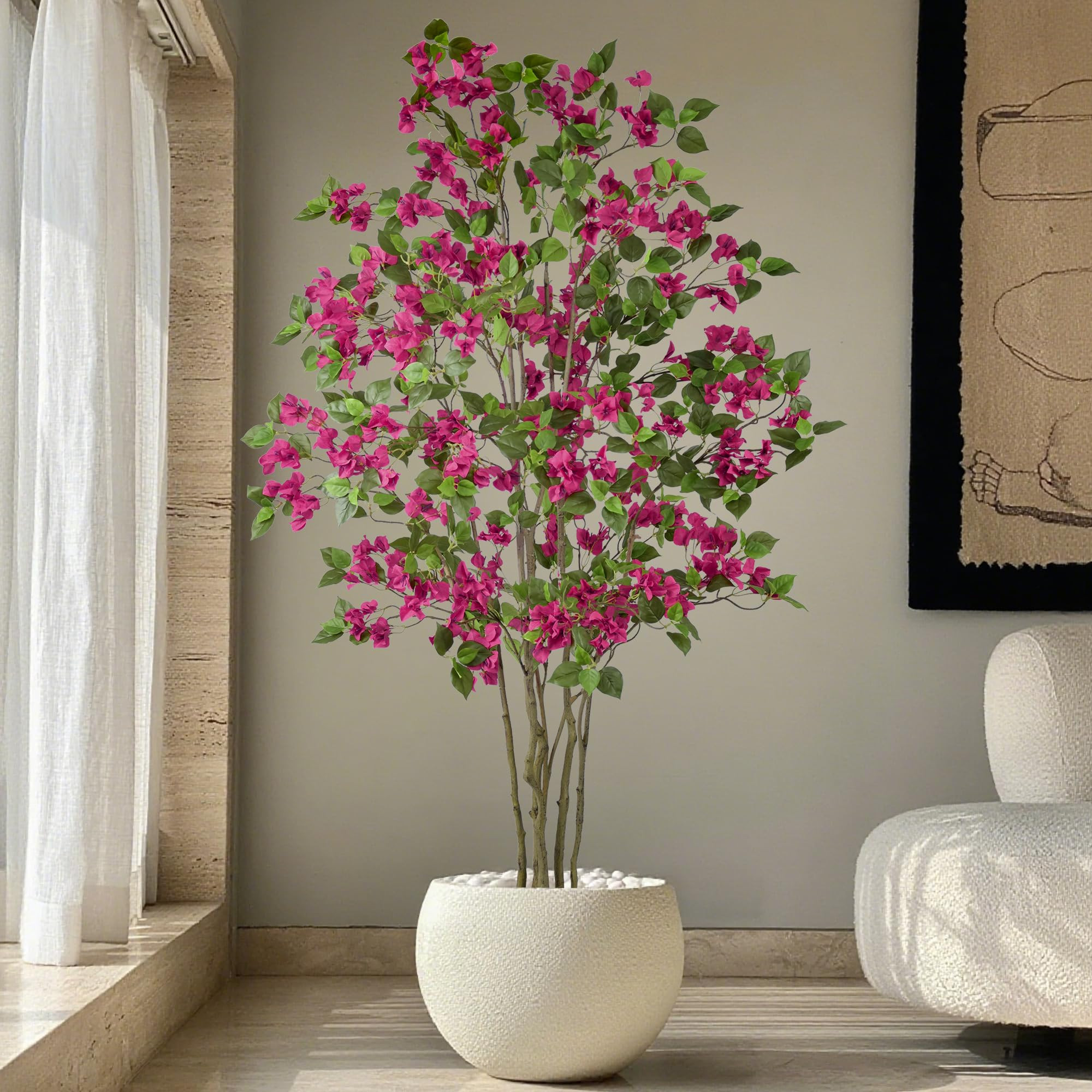 Roselywed Artificial Purple Bougainvillea Tree 6FT with 270 Flowers & White Planter Realistic Tal... | Amazon (US)