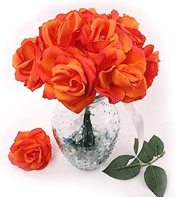 Larksilk Artificial Flowers Orange Rose Picks for Wedding Decorations, Bouquets, Table Centerpiec... | Amazon (US)