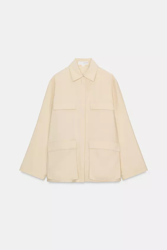 ZARA WOMAN COLLECTIONShirt made of yarn with a viscose blend. Lapel collar and long sleeves. Fron... | Zara Canada