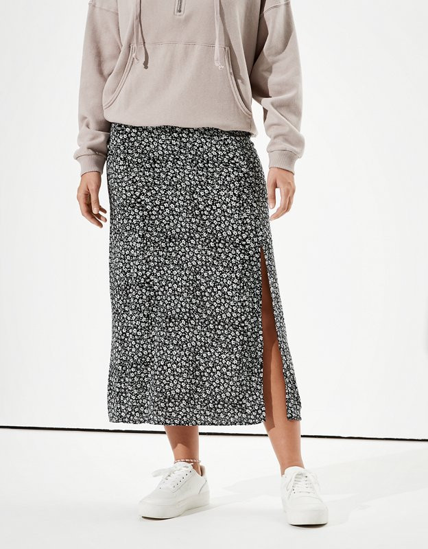 AE High-Waisted Slit Midi Skirt | American Eagle Outfitters (US & CA)