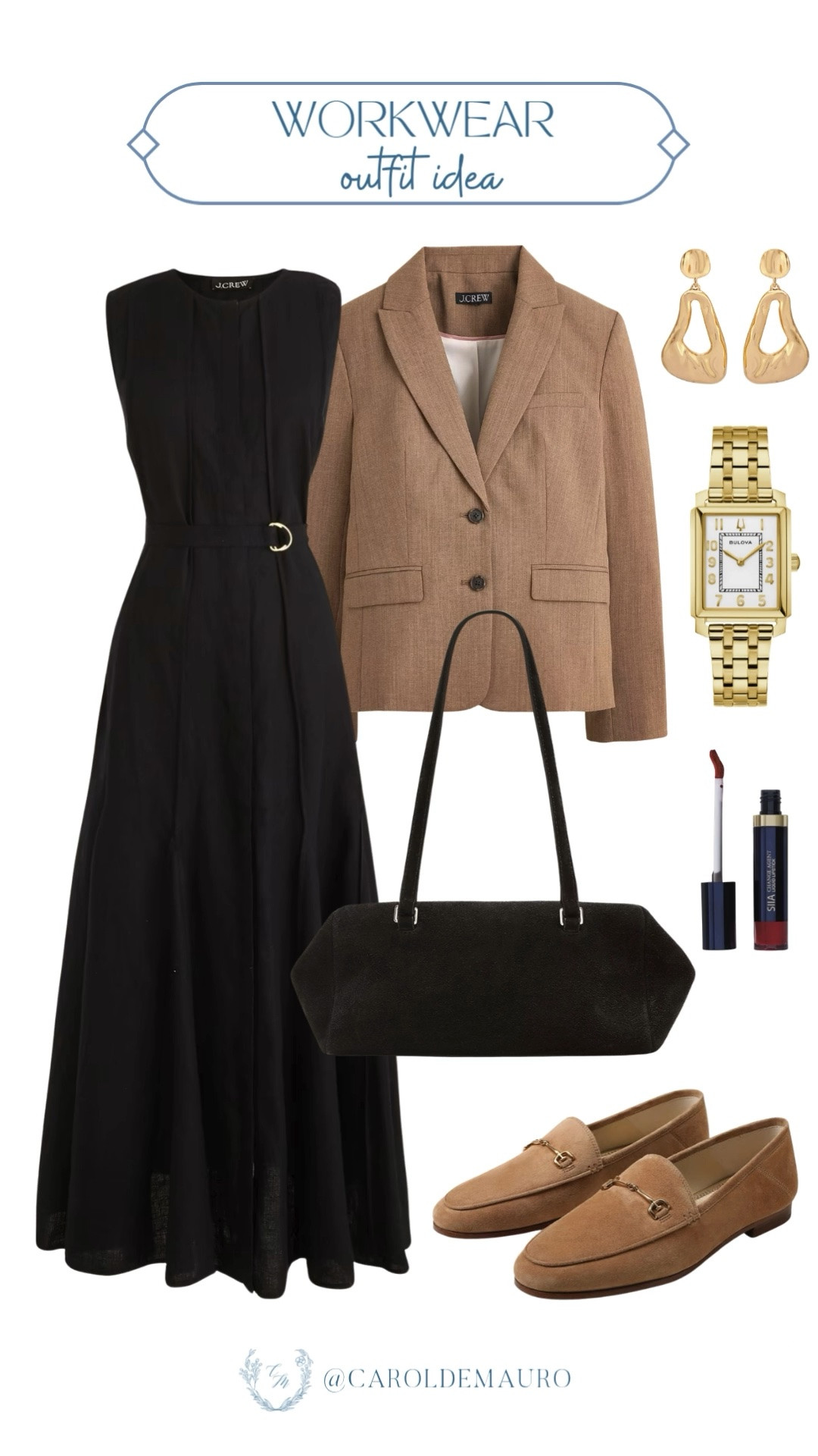 You can't go wrong with timeless neutrals for your workday wardrobe! Pair a sharp blazer with a belted black dress to feel put-together and confident with the elegant gold watch down to the classic suede loafers.

workwear, outfit idea, corporate wear, business casual, blazer look, office wardrobe, polished look, work to weekend

#LTKSeasonal #LTKWorkwear #LTKootd