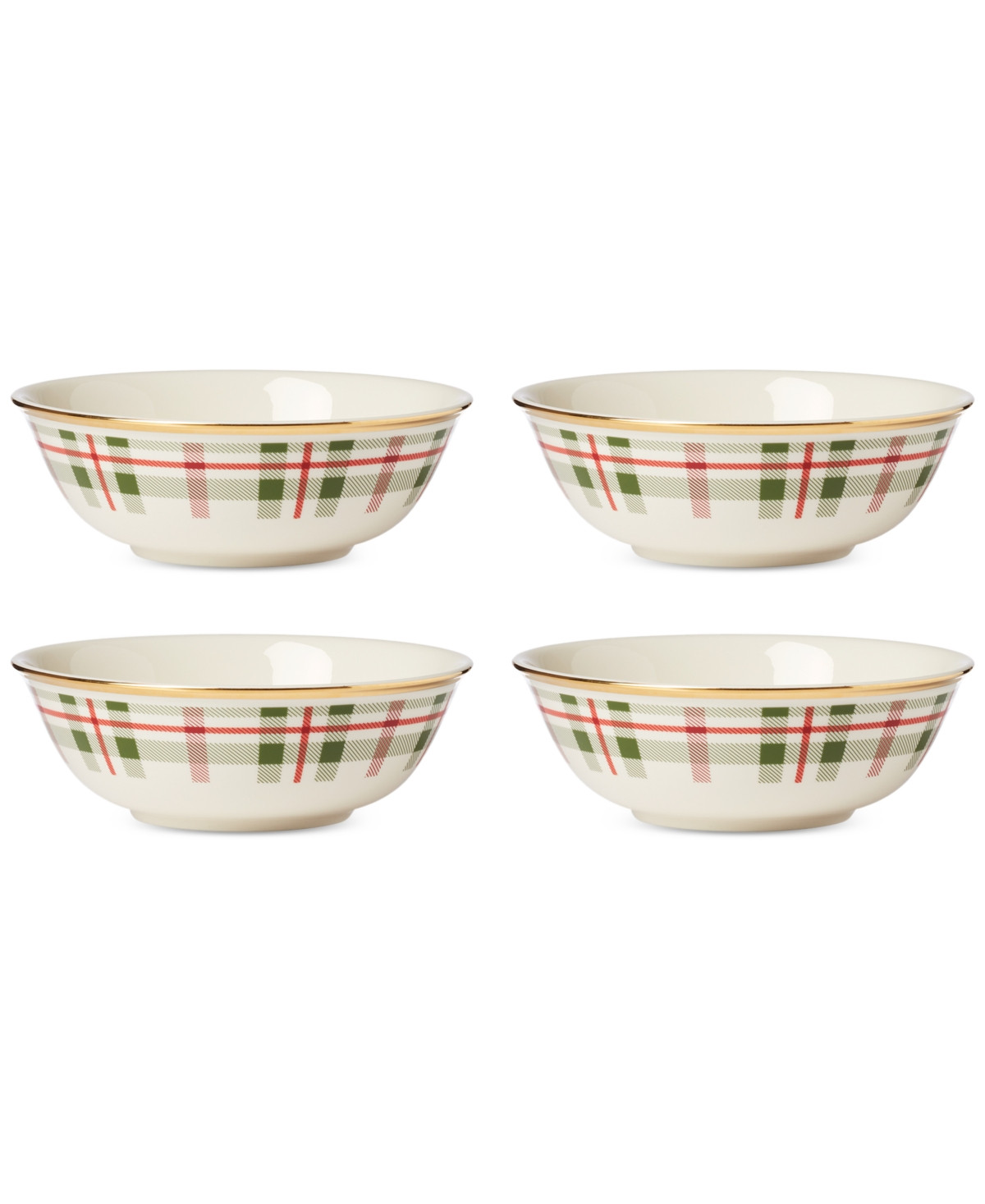 Lenox Holiday Plaid Porcelain All-Purpose Bowls, Set of 4 - Red Green And Ivory | Macy's