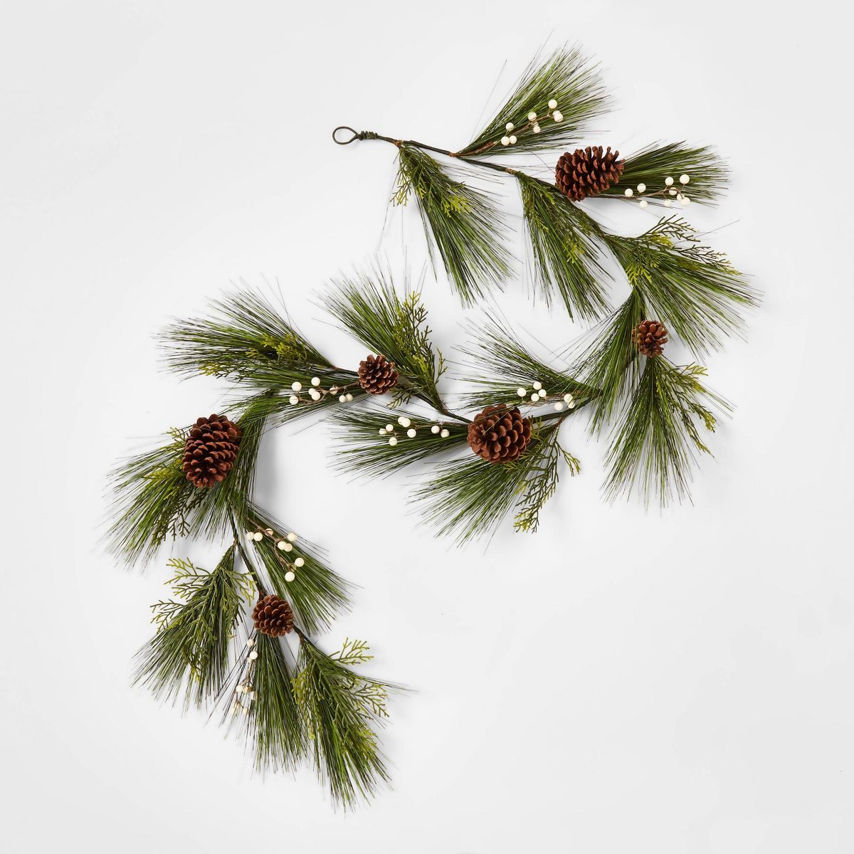 6' Unlit Artificial Pine Christmas Garland with White Berries & Pinecones Green - Wondershop™ | Target