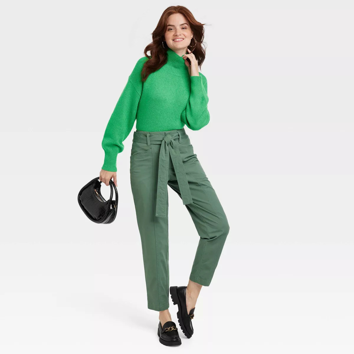 Women's Mock Turtleneck Pullover Sweater - A New Day™ Green XS | Target