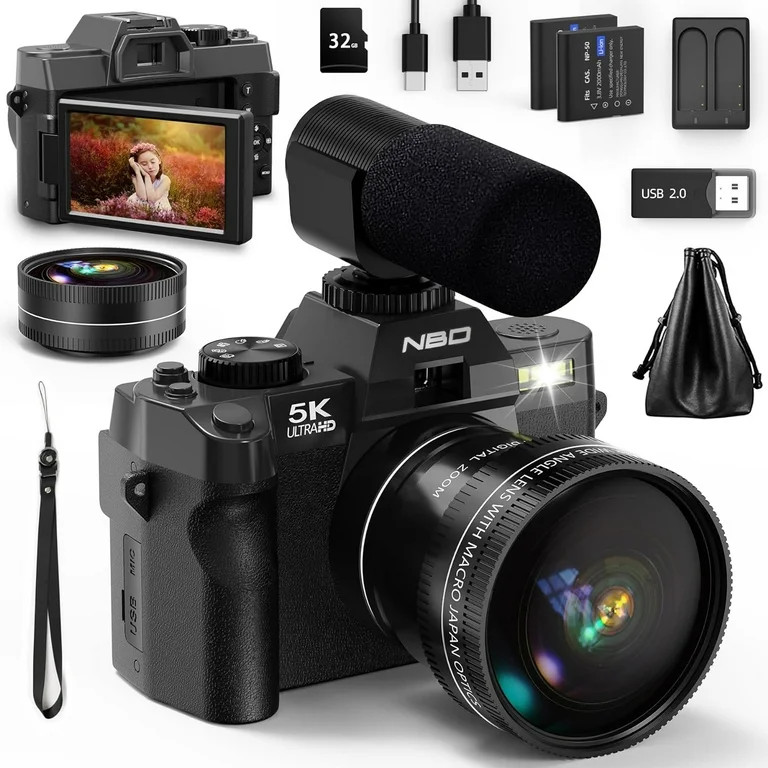 NBD 5K Digital Camera for Photography,48MP Autofocus Vlogging Camera for Youtube with 32GB TF Car... | Walmart (US)