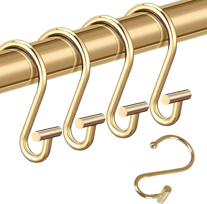 Decorative Shower Curtain Hooks Rust Proof for Bathroom, 12pcs Premium Rust Resistant Hooks Glide... | Amazon (US)