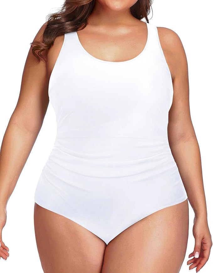 Daci Women Plus Size One Piece Swimsuit Athletic Tummy Control Ruched Bathing Suit with U-Back | Amazon (US)