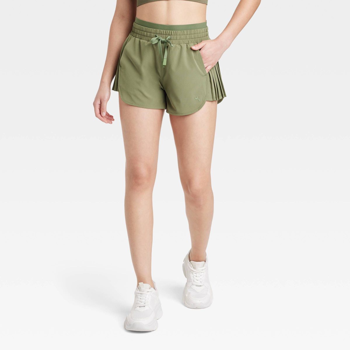 Women's High Rise Pleated Side Shorts 2.5" - JoyLab™ Olive Green S | Target