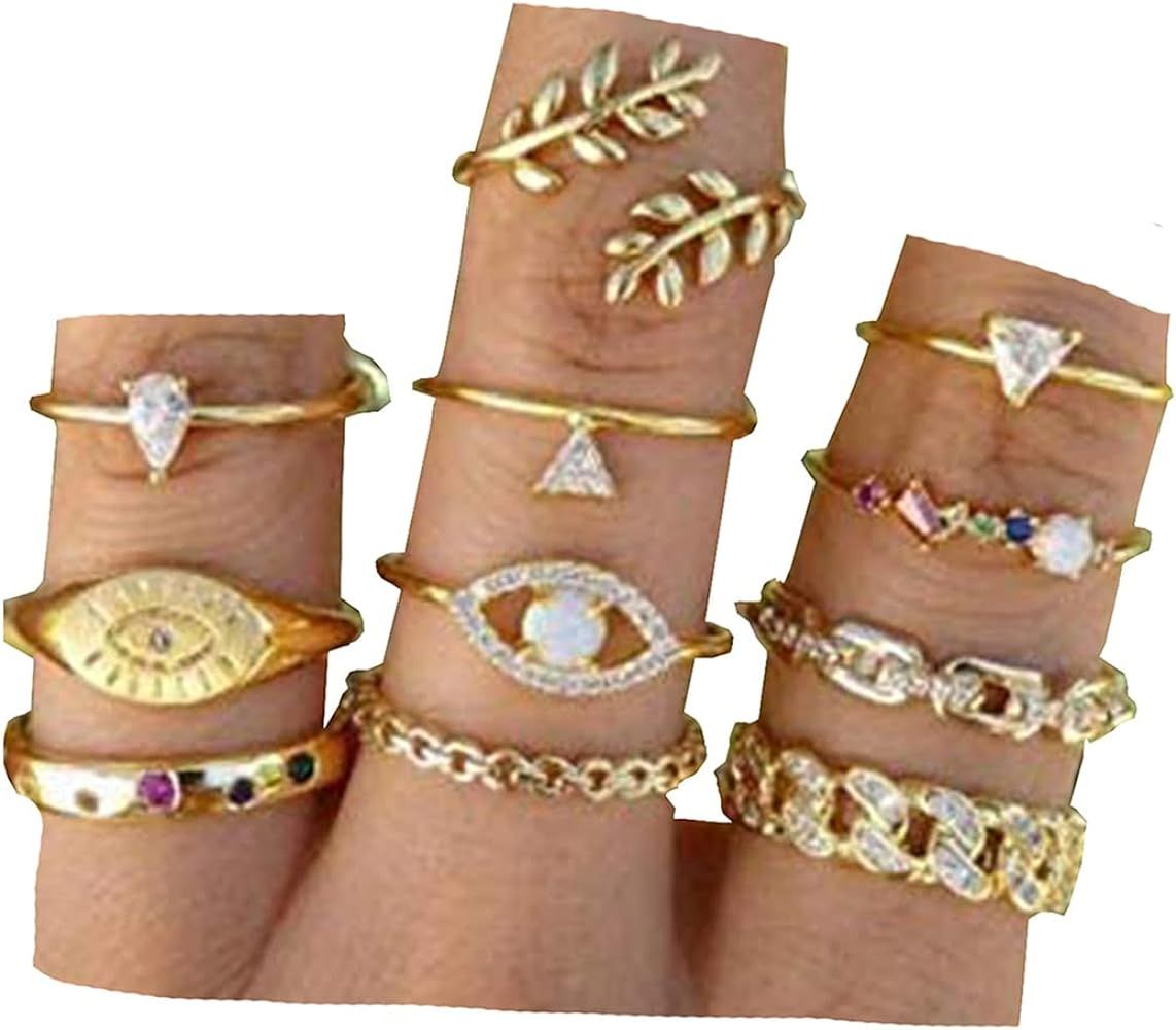 BERYUAN Trendy Gold Mid Finger Rings for Women Rings Set Eye Knuckle Rings for Girls Teens Jewelr... | Amazon (US)