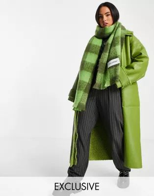 COLLUSION Unisex scarf in green check | ASOS (Global)