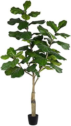 Vickerman Everyday Faux Fiddle Leaf Fig Tree 8ft Tall Green Silk Artificial Indoor Fiddle Plant with | Amazon (US)