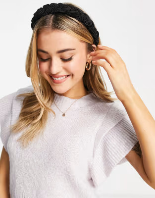 ASOS DESIGN plaited headband in black plisse | ASOS (Global)