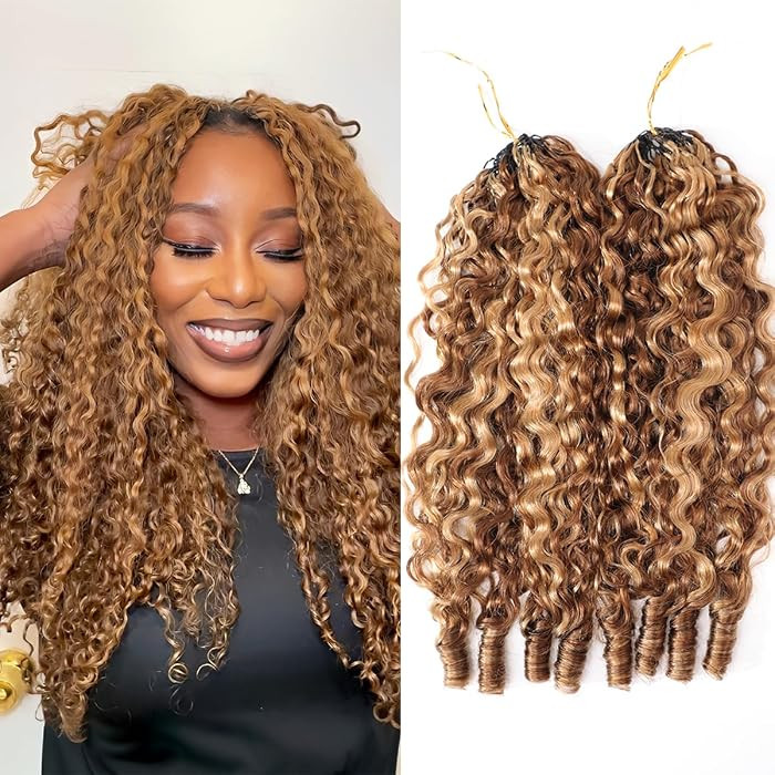 Highlight 4/27 Burmese Curly Crochet Human Hair 18 Inch 4 Packs 200G     100% Remy Human Hair Pre... | Amazon (US)