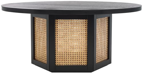 SAFAVIEH Home Collection Danez Black/Natural Cane Round Top Coffee Table | Amazon (US)