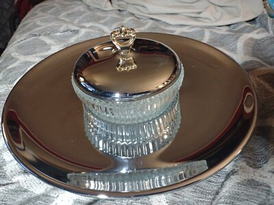 Vintage KROMEX Serving Tray& /Lazy Susan Center Dish w/ Lid - Made in USA | eBay US