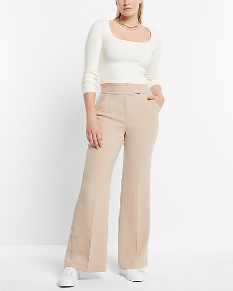 Super High Waisted Twill Flare Trouser Pant | Express