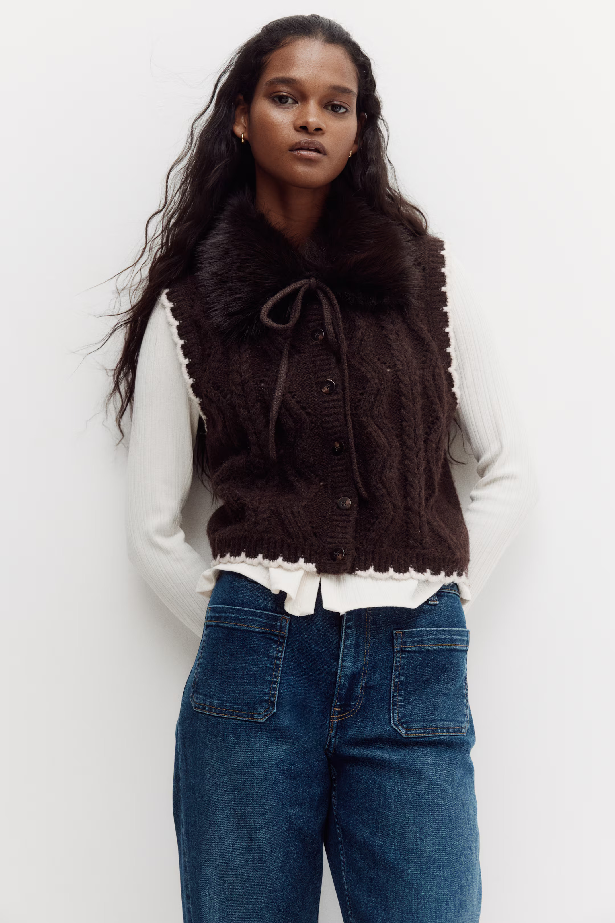 Cable-knit collared waistcoat | H&M (UK, MY, IN, SG, PH, TW, HK)