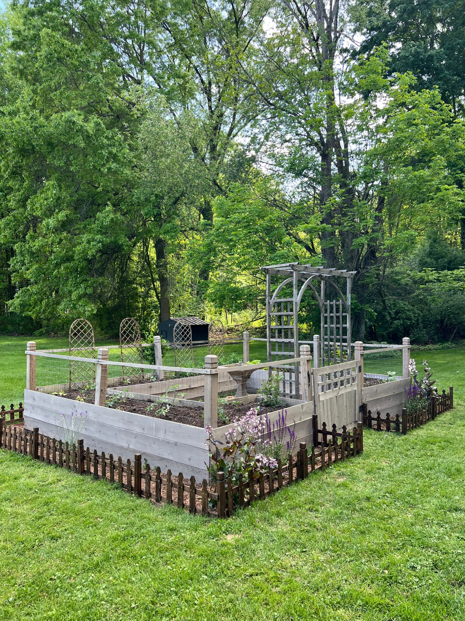 Our English cottage inspired garden is complete! I’ve been dreaming of adding a flower bed around the outside of our raised garden ever since we first built it and we finally made it happen.

And I found the cutest wooden picket fence border to finish it off 😍 

#LTKSeasonal #LTKHome