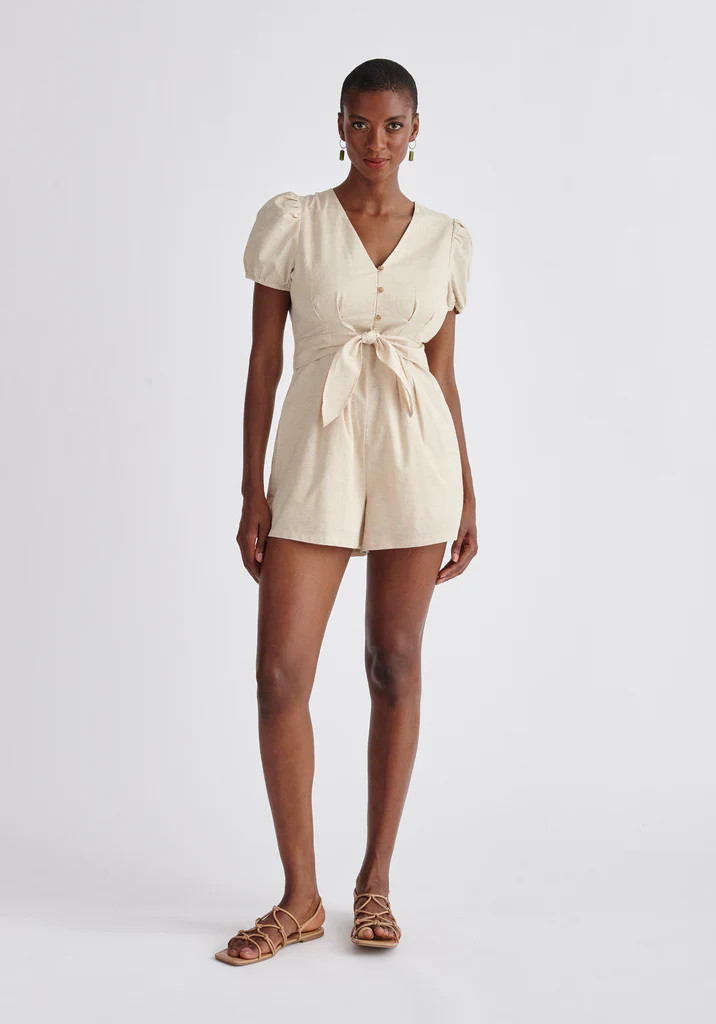 Linen Blend Playsuit | Paisie