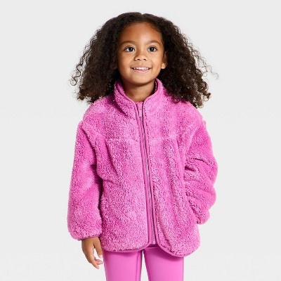 Toddler Girls' High Pile Fleece Full Zip Sweatshirt - All In Motion™ Purple 4T | Target