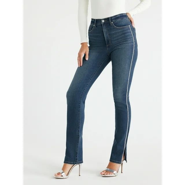 Sofia Jeans Women's Eden 90s Straight High Rise Embellished Jeans, 30.5" Inseam, Sizes 2-20 | Walmart (US)