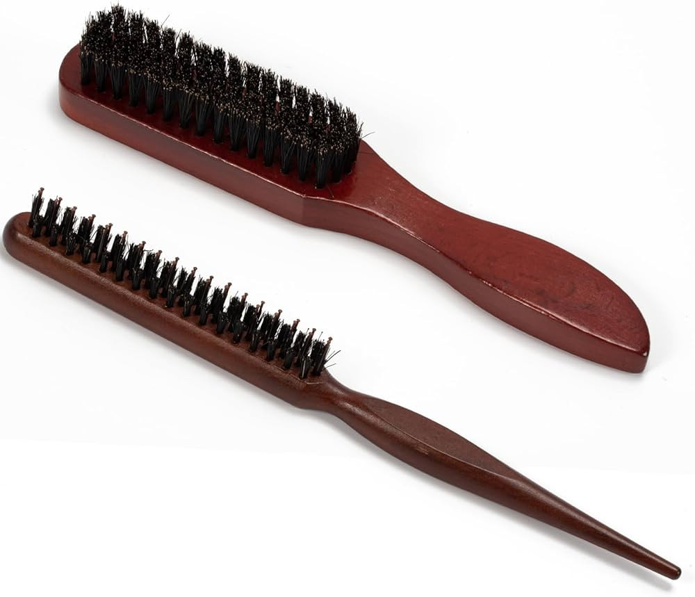 Bristle Hair Brush, 2 Pack Slick Back Hair Brush Teasing Comb Hair Brush for Men Women, Boar Bris... | Amazon (CA)
