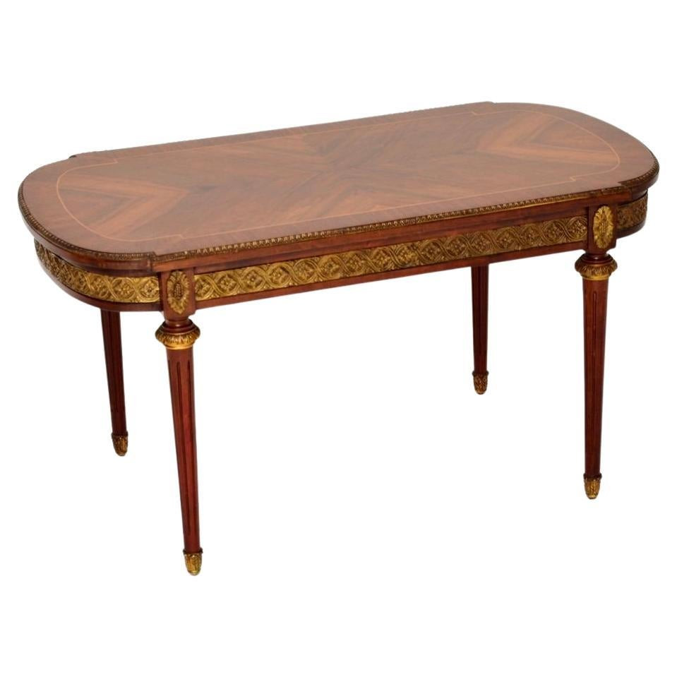 Antique French Inlaid Walnut Ormolu Mounted Coffee Table | 1stDibs