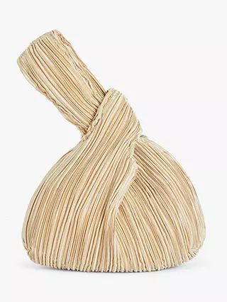 John Lewis Satin Pleat Wrist Pouch Bag, Gold | John Lewis (UK)