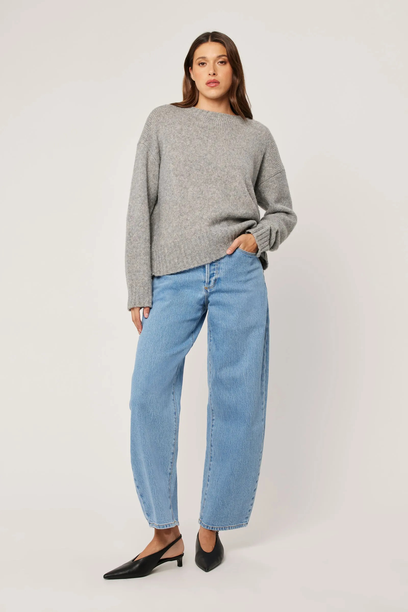 Tomboy Merino Knit - Grey Marle | Rolla's Jeans US/CAN